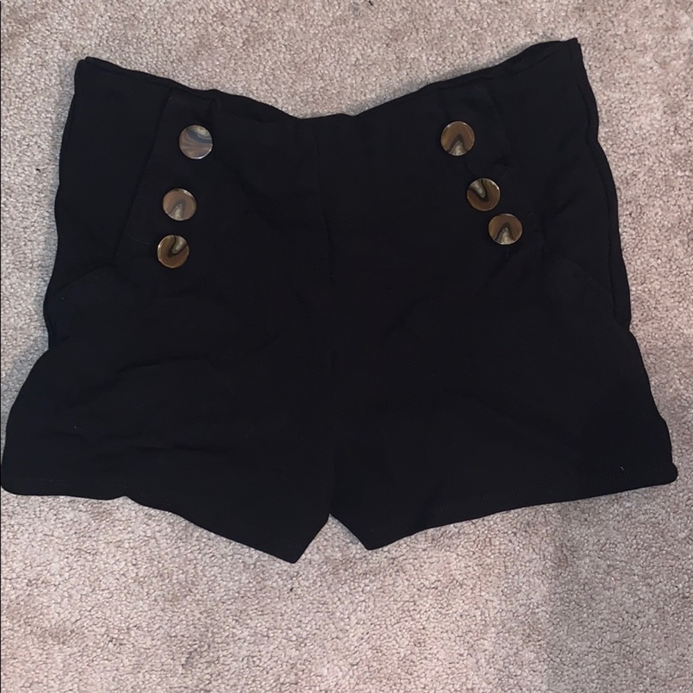 Shorts, size medium, black with brown buttons